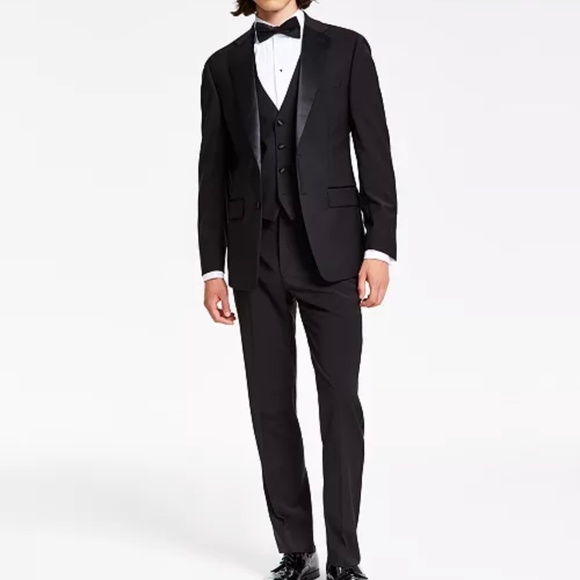 Men's Slim-Fit Infinite Stretch Black Tuxedo Suit 40L and pants 32x32